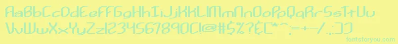 フォントKurvatur – 黄色い背景に緑の文字