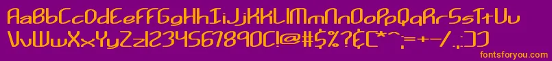 Kurvatur-Schriftart – Orangefarbene Schriften auf violettem Hintergrund