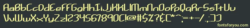 Kurvatur-Schriftart – Gelbe Schriften auf schwarzem Hintergrund