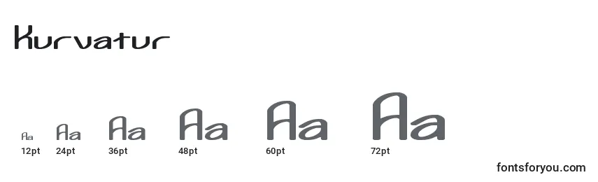Размеры шрифта Kurvatur