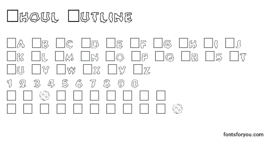 A fonte Ghoul Outline – alfabeto, números, caracteres especiais