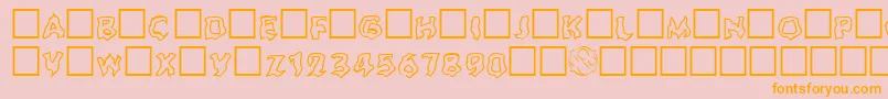 Ghoul Outline-Schriftart – Orangefarbene Schriften auf rosa Hintergrund