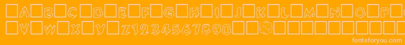 Ghoul Outline-Schriftart – Rosa Schriften auf orangefarbenem Hintergrund