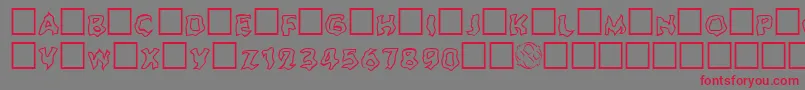 Ghoul Outline-Schriftart – Rote Schriften auf grauem Hintergrund