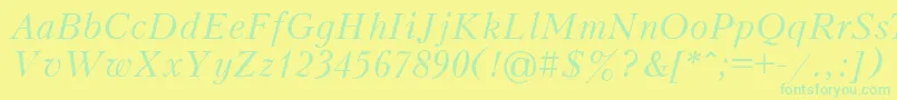 フォントKudrias3 – 黄色い背景に緑の文字