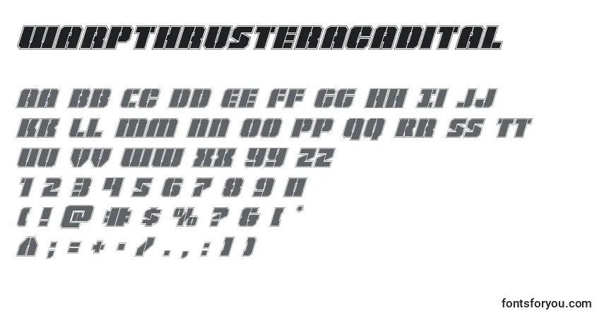 Schriftart Warpthrusteracadital – Alphabet, Zahlen, spezielle Symbole