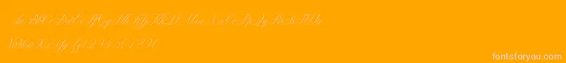 ClaudyaDemo-Schriftart – Rosa Schriften auf orangefarbenem Hintergrund