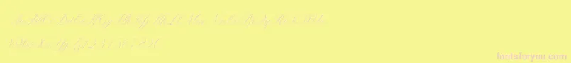 ClaudyaDemo-fontti – vaaleanpunaiset fontit keltaisella taustalla