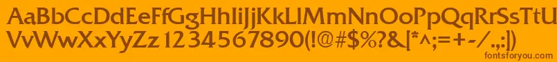 QuadratBold-Schriftart – Braune Schriften auf orangefarbenem Hintergrund