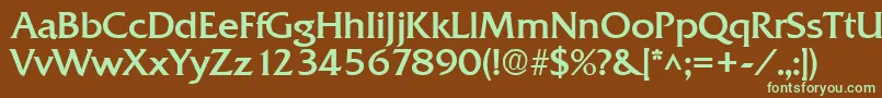 フォントQuadratBold – 緑色の文字が茶色の背景にあります。