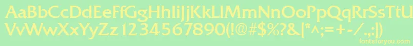 フォントQuadratBold – 黄色の文字が緑の背景にあります