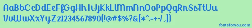BmdUptownMarketUpright-fontti – siniset fontit vihreällä taustalla