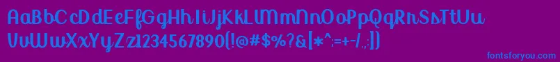 フォントBmdUptownMarketUpright – 紫色の背景に青い文字