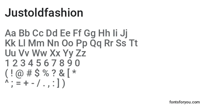 Шрифт Justoldfashion – алфавит, цифры, специальные символы