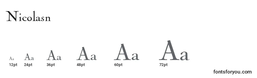 Размеры шрифта Nicolasn