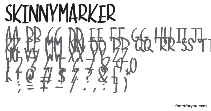 Czcionka SkinnyMarker – alfabet, cyfry, specjalne znaki