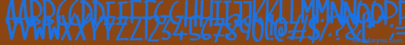 SkinnyMarker Font – Blue Fonts on Brown Background