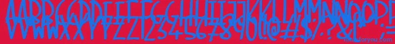 SkinnyMarker Font – Blue Fonts on Red Background