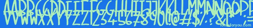 SkinnyMarker Font – Green Fonts on Blue Background