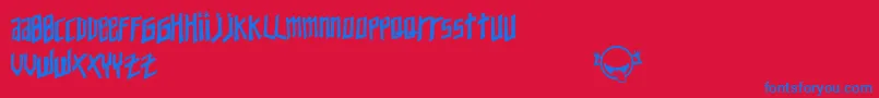 フォントYoungZaphod – 赤い背景に青い文字