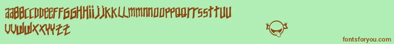 YoungZaphod-Schriftart – Braune Schriften auf grünem Hintergrund