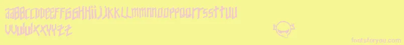 YoungZaphod-fontti – vaaleanpunaiset fontit keltaisella taustalla