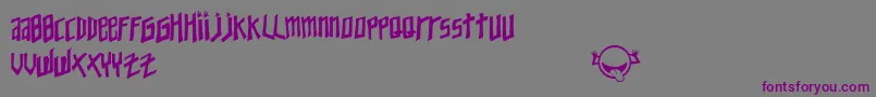 フォントYoungZaphod – 紫色のフォント、灰色の背景