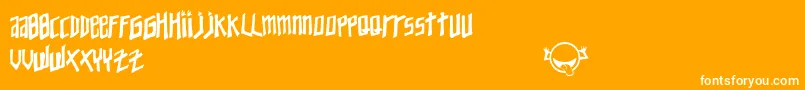 YoungZaphod-Schriftart – Weiße Schriften auf orangefarbenem Hintergrund