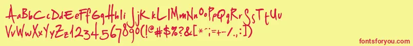 フォントSplurge ffy – 赤い文字の黄色い背景