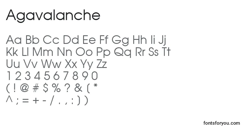 Шрифт Agavalanche – алфавит, цифры, специальные символы