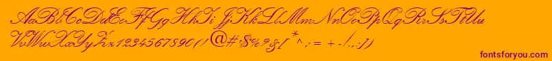 Amber-Schriftart – Violette Schriften auf orangefarbenem Hintergrund