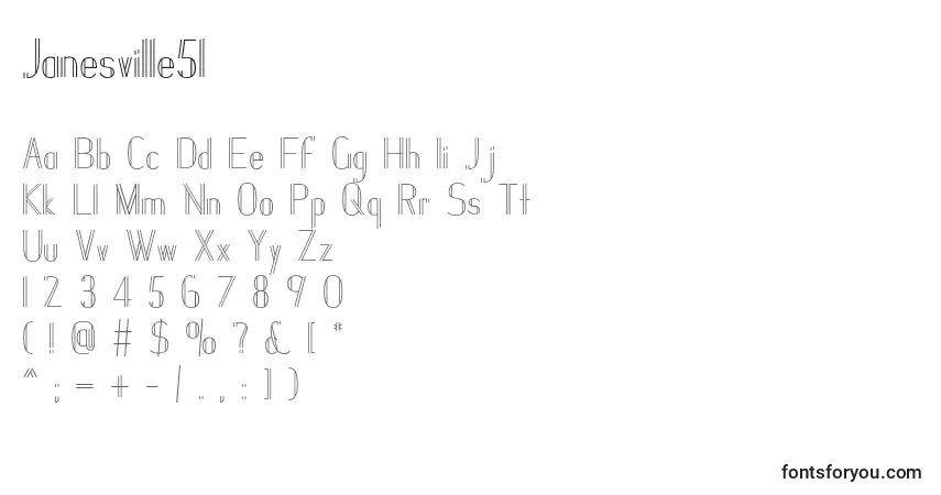 Schriftart Janesville51 (76229) – Alphabet, Zahlen, spezielle Symbole