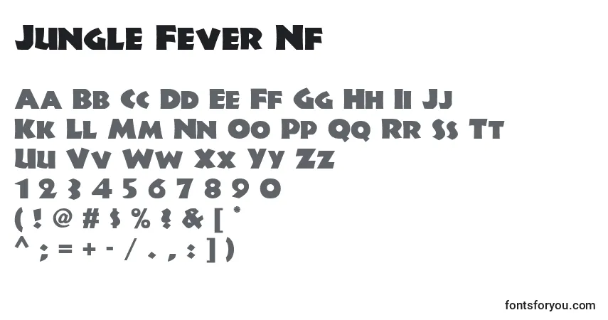 Schriftart Jungle Fever Nf – Alphabet, Zahlen, spezielle Symbole