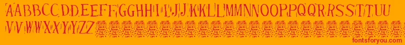 RandydeDemo-Schriftart – Rote Schriften auf orangefarbenem Hintergrund