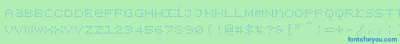Bpdotsunicaselight-fontti – siniset fontit vihreällä taustalla