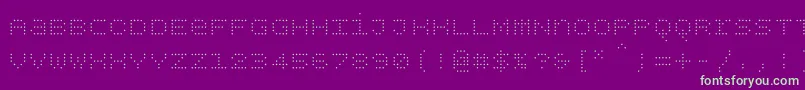 Bpdotsunicaselight-Schriftart – Grüne Schriften auf violettem Hintergrund