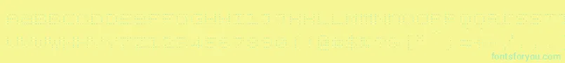 Bpdotsunicaselight-Schriftart – Grüne Schriften auf gelbem Hintergrund