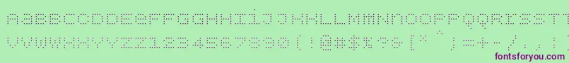Шрифт Bpdotsunicaselight – фиолетовые шрифты на зелёном фоне