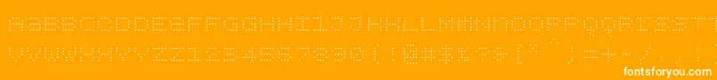 Bpdotsunicaselight-Schriftart – Weiße Schriften auf orangefarbenem Hintergrund