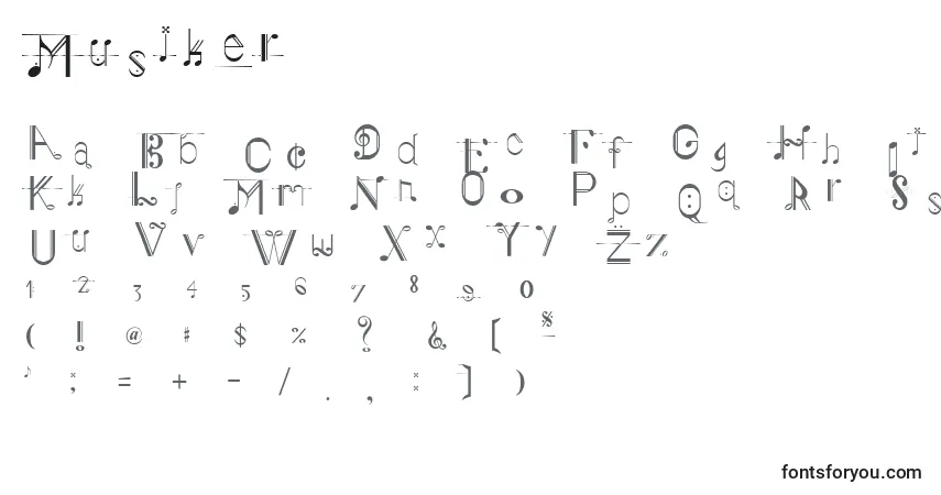 Шрифт Musiker – алфавит, цифры, специальные символы