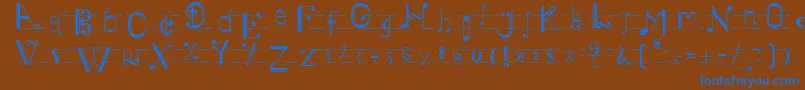 フォントMusiker – 茶色の背景に青い文字