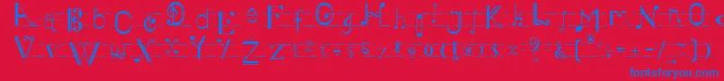 Musiker Font – Blue Fonts on Red Background