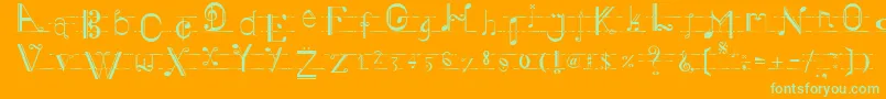 Musiker-fontti – vihreät fontit oranssilla taustalla