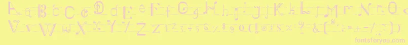 Musiker-fontti – vaaleanpunaiset fontit keltaisella taustalla