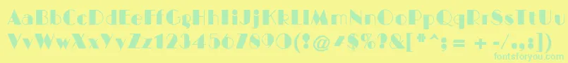 BigcityNormal Font – Green Fonts on Yellow Background