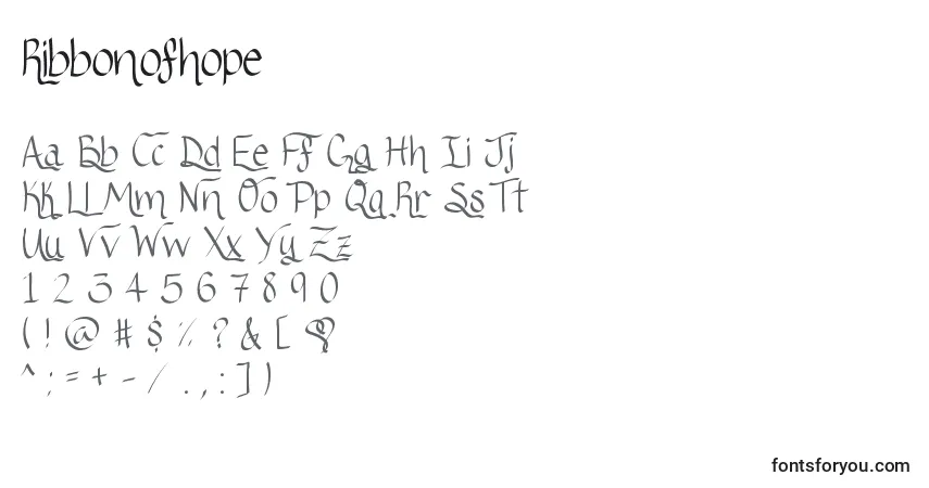 Czcionka Ribbonofhope – alfabet, cyfry, specjalne znaki