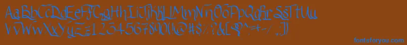 Ribbonofhope-Schriftart – Blaue Schriften auf braunem Hintergrund
