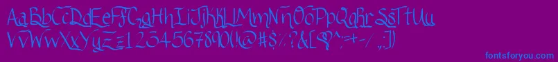 Ribbonofhope-Schriftart – Blaue Schriften auf violettem Hintergrund