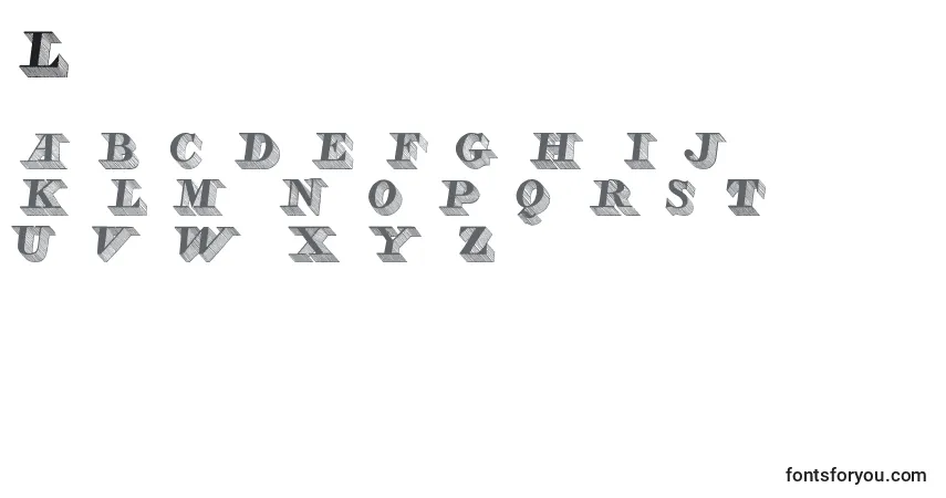 Czcionka Lead – alfabet, cyfry, specjalne znaki