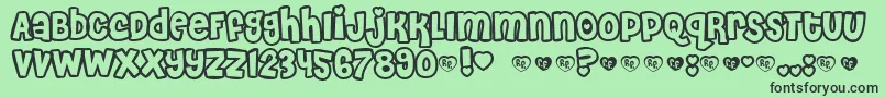 CheriLiney-fontti – mustat fontit vihreällä taustalla